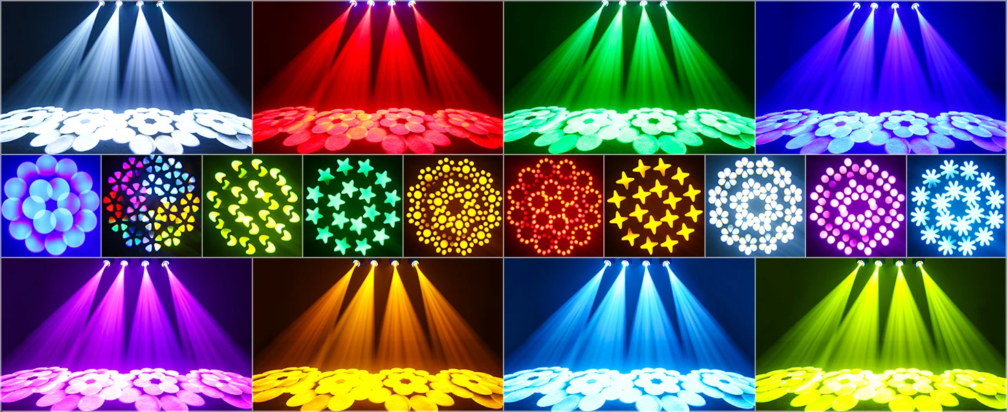 Yiflamefly 120W Beam Moving Head Light mit 18 Prismen, 10 Gobos, 8 Farben, Bühnenbeleuchtung mit Fernbedienung und DMX-Steuerung für Hochzeiten, DJs, Partys und Bars – Detail 3