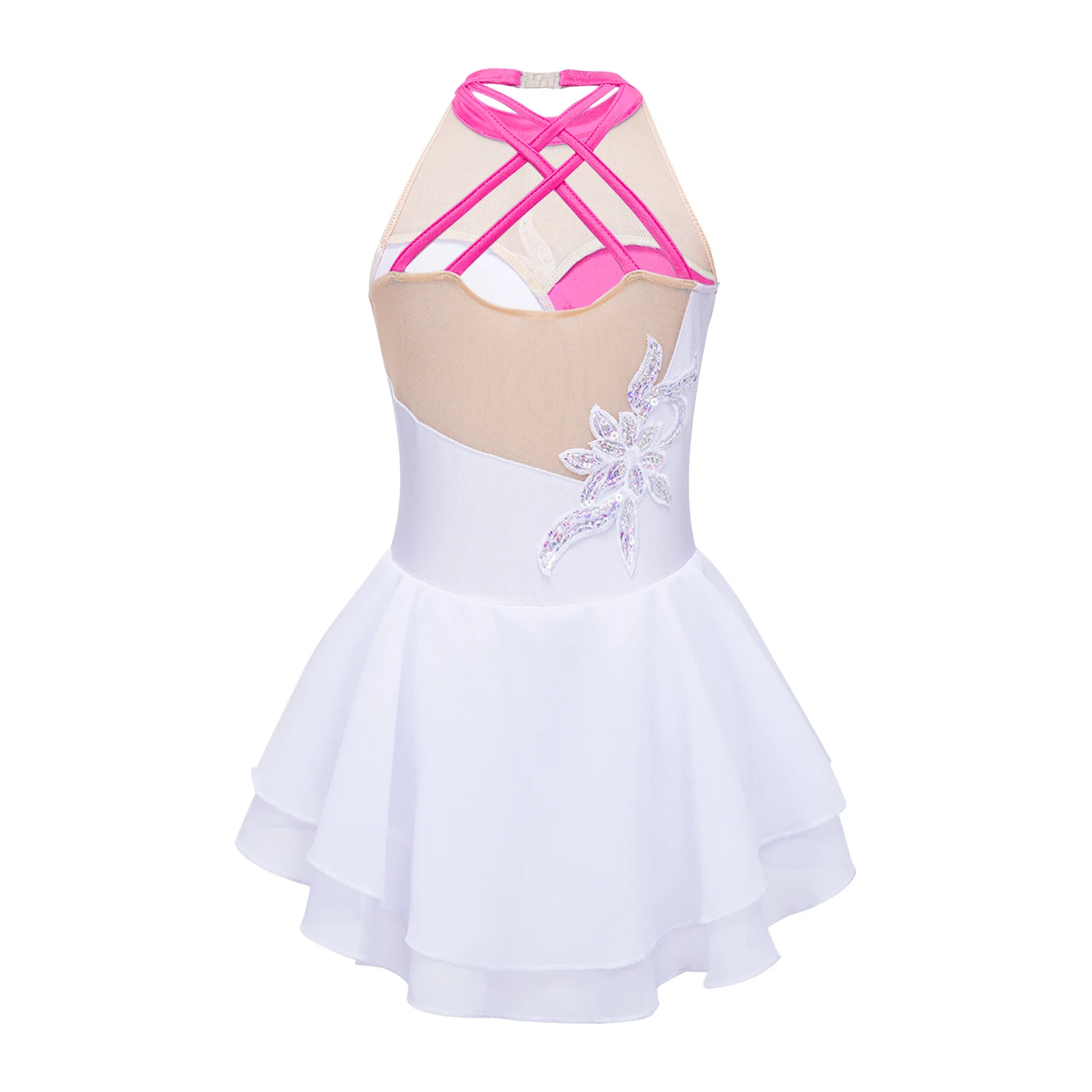 Ballet Dance Dress ginnastica body per bambini ragazze Shiny paillettes senza maniche Mesh Tutu Dancewear Ballerina Performance Costume