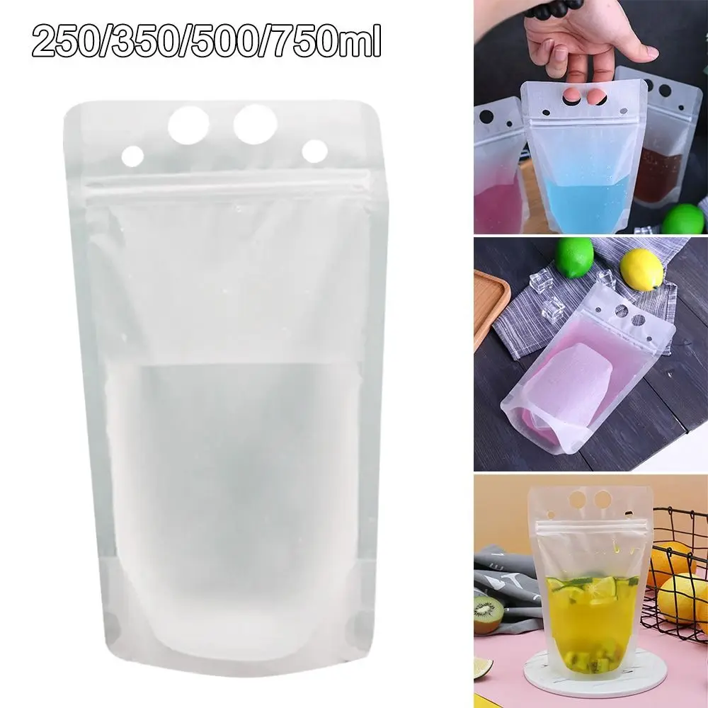 50Pcs  Juice Coffee Drinks Kitchen Vertical Seal Pouches Frosted Disposable Reclosable for Party