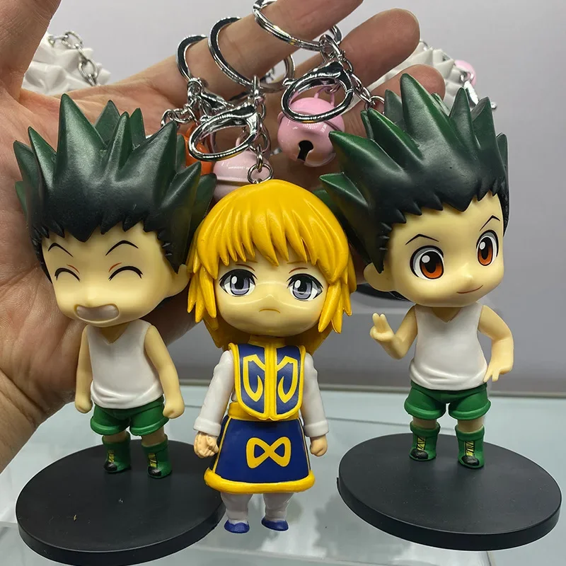 1 pçs estilo aleatório anime hunterxhunter killua gon figura de ação pvc modelo estátua mochila pingente chaveiro brinquedos boneca presentes