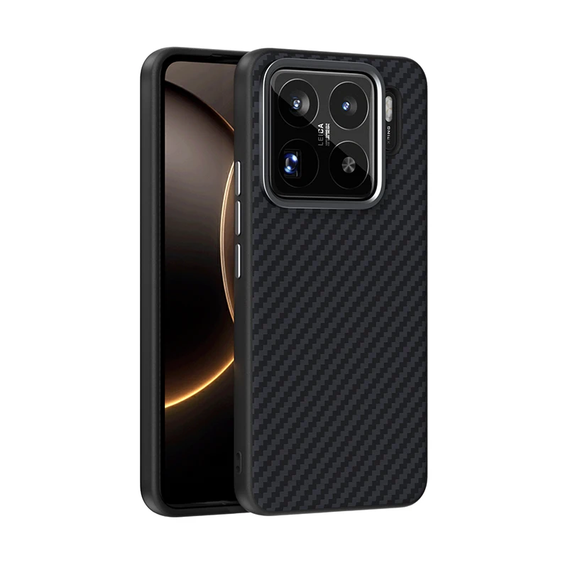 

For Xiaomi 15S Pro Case Magsafe Slim Rigid Magnetic Phone Grip Carbon Fiber Leather Bumper Case Cover Metal Lens Protection