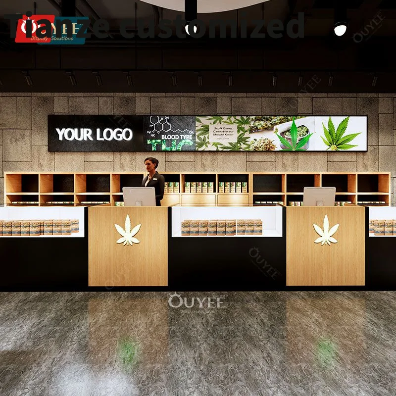 

Customized-store furniture led countertop display retail glass counter showcase smoke shop dispensary display smoke