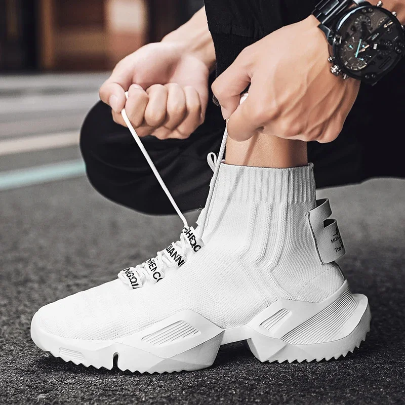 YRZL Herren High-Top-Mesh-Sneaker, leicht, atmungsaktiv, modisch, lässig, Wanderschuhe für Herren, bequeme Laufschuhe für Herren – Detail 4