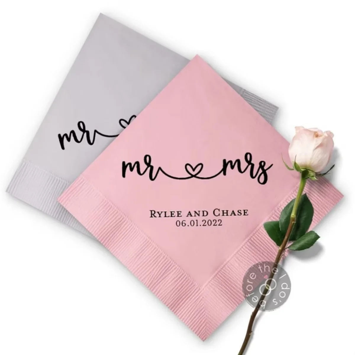 

50 mr and mrs Personalized Wedding Napkins - Cocktail Napkins - Paper Wedding Napkins - Wedding Bar Napkins - Customized Napkin