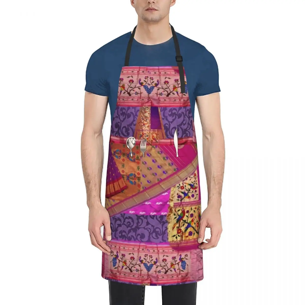 

Ediemagic Sari fabric Patchwork Apron Women's Home Clothes Kitchen And Home Items Men'ss Women's Apron