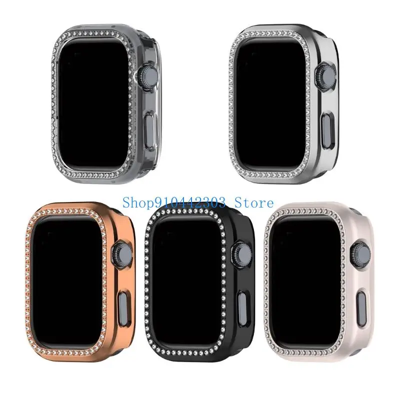 

L4MD Fashionable Protective Shell For Dedicated Smartwatch Hollowed Single Line Rhinestoned Accent Anti Scratches