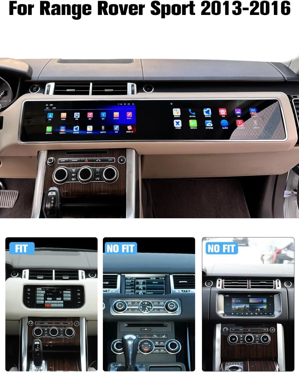 

Dual screen For Rover Range Sport 2013-2016 Car Stereo Radio Android System Bluetooth WIFI SIM AM FM Wireless Carplay Auto 128G