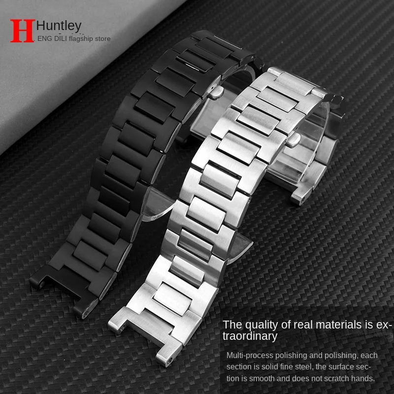 For Cartier PASHA series watch strap men  22mm notch 14 stainless steel Silver metal Watchband Folding Clasp bracelet Free screw