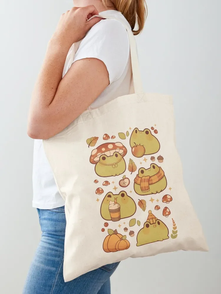 Fall froggy Tote Bag eco bag folding Portable shopping bag