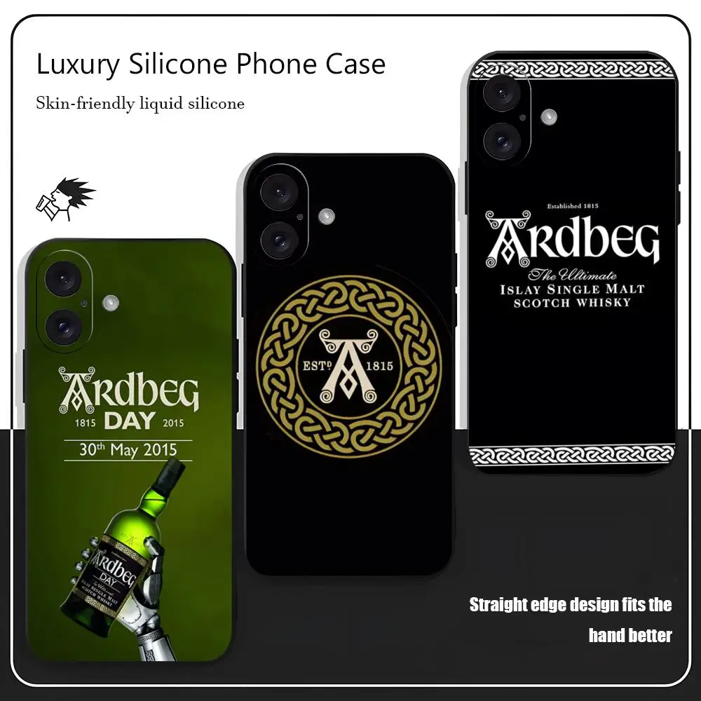 Funda de teléfono con logotipo A-Ardbeg, funda de teléfono a la moda para iPhone 16 15 14 13 12 11 X XR XS 8 Plus Mini Pro Max, funda suave negra a prueba de golpes