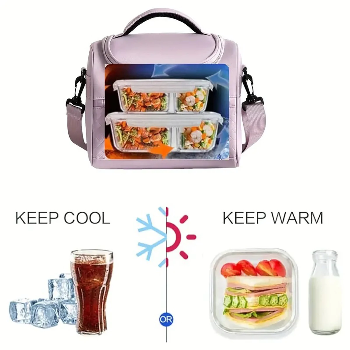 Large Insulated Lunch Bag Cooler Hand washable durable polyester lunch box with padded shoulder strap for work, school, picnics image 5