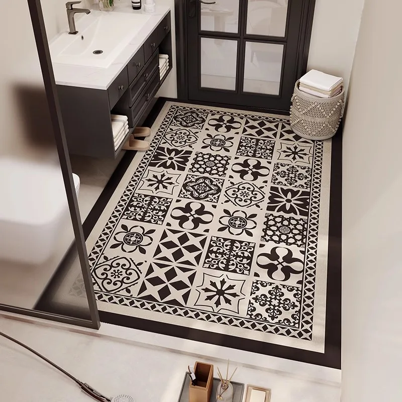 VIKAMA Bohemian Ethnic Style Bath Mat Diatomite Water Absorption Anti-Slip Wash Basin Mat Bathroom Toilet Carpet Home Decor