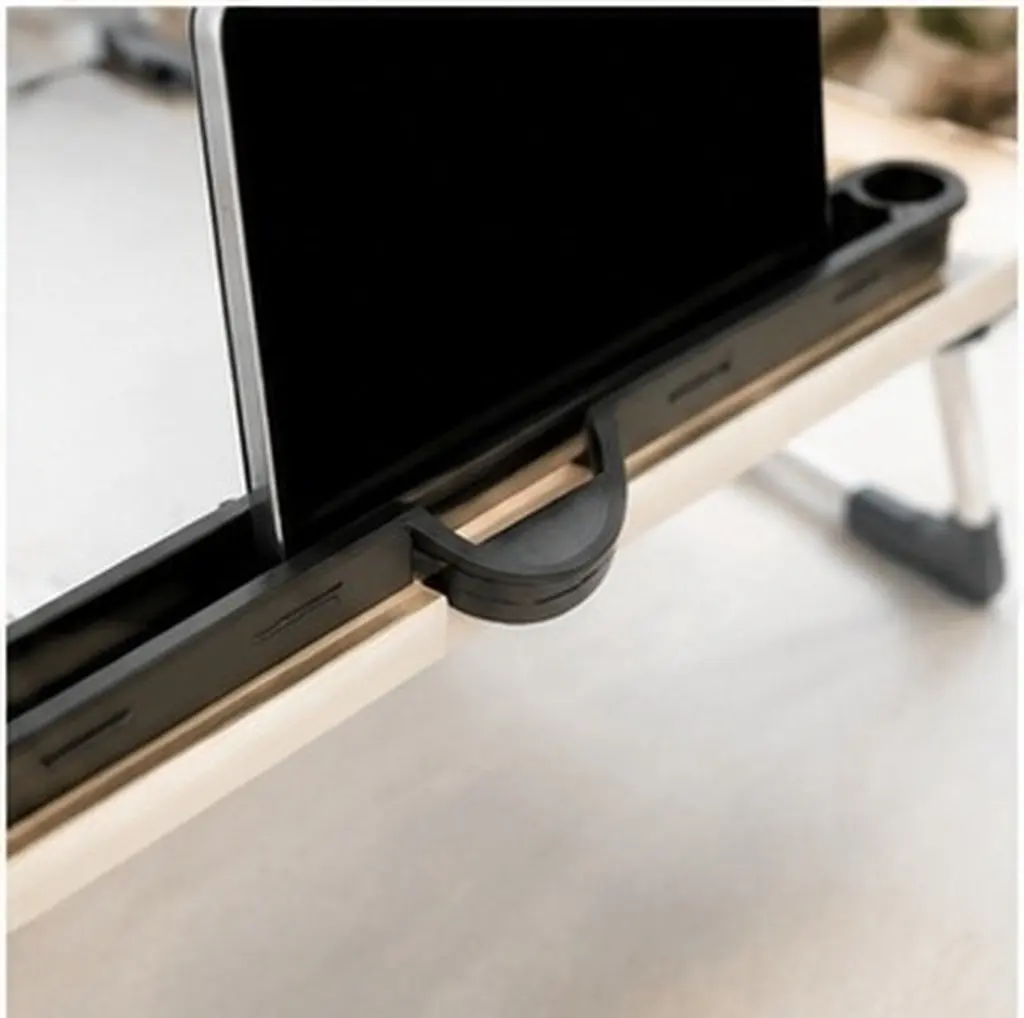 2Sets Folding Desk Cup Holder Insert and Card Slot Attachment for Bed Desk Portable Anti-Scald Drink Holder Laptop Table
