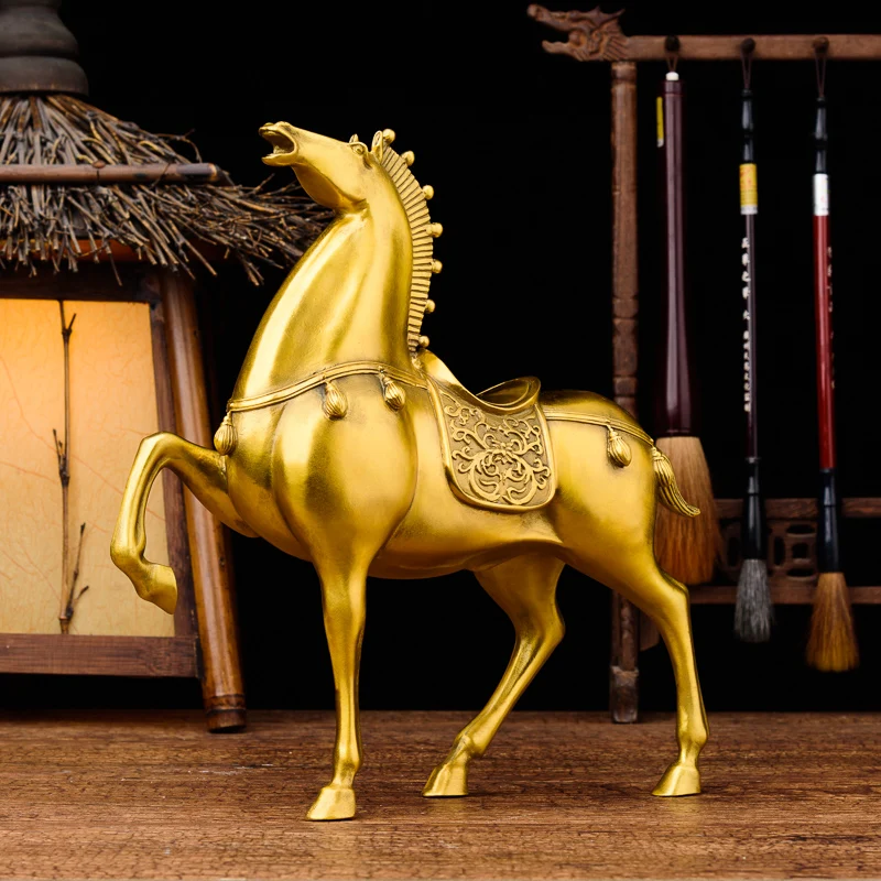 GOOD Business Efficacious Money Drawing Talisman Good luck Success -Home office FENG SHUI TANG Royal GOLD copper horse statue