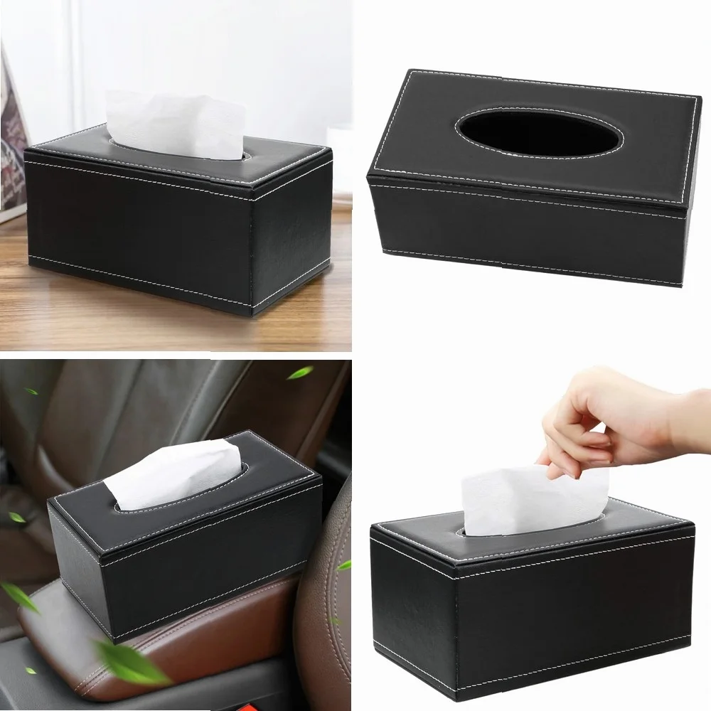 

Rectangular PU Leather Tissue Box Holder, Anti-Moisture Napkin Organizer for Home Kitchen and Bathroom Supplies