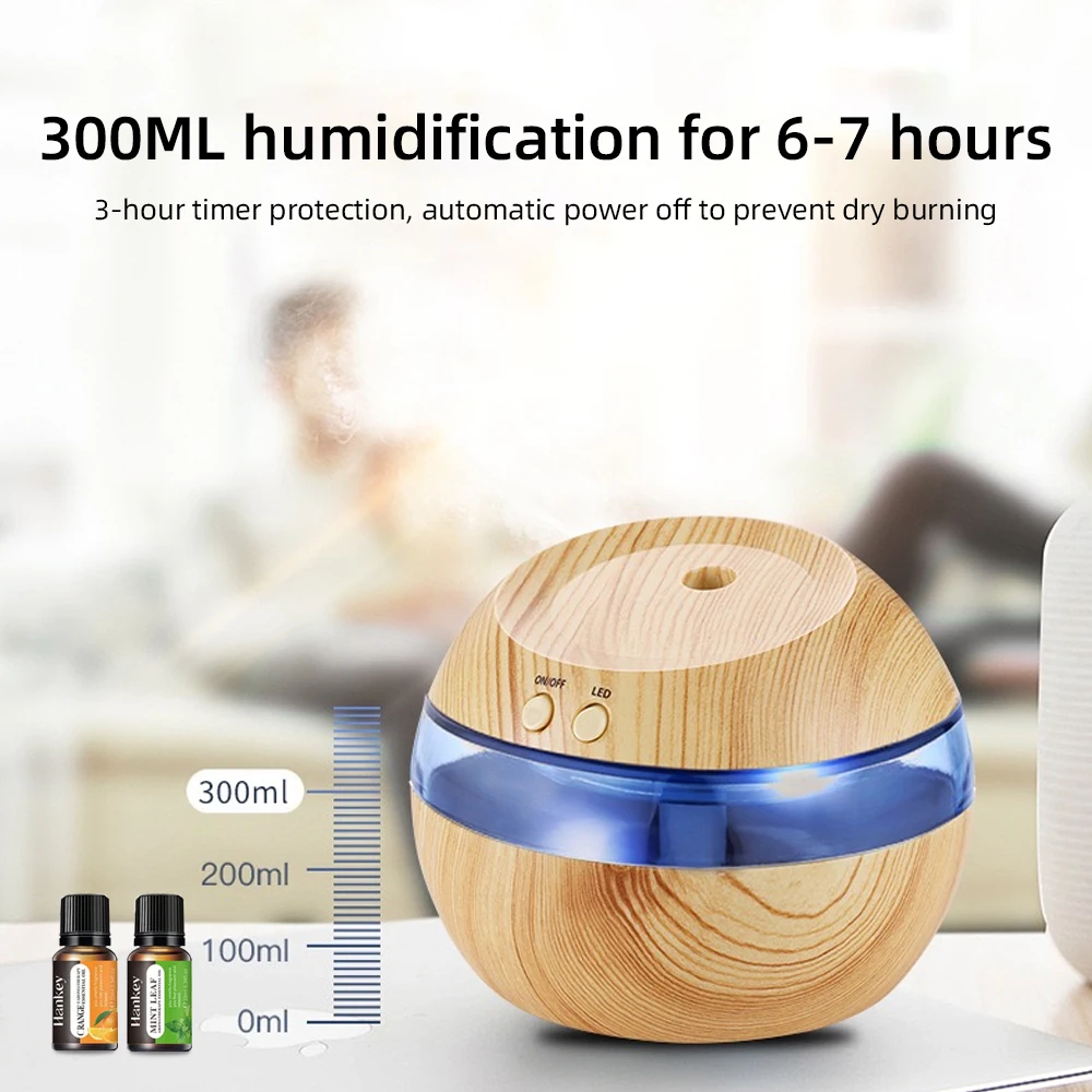

Диффузор и увлажнитель для ароматерапии с древесным зерном, 300 мл, USB, сенсорное управление, успокаивающий ночник, улучшите атмосферу вашего дома