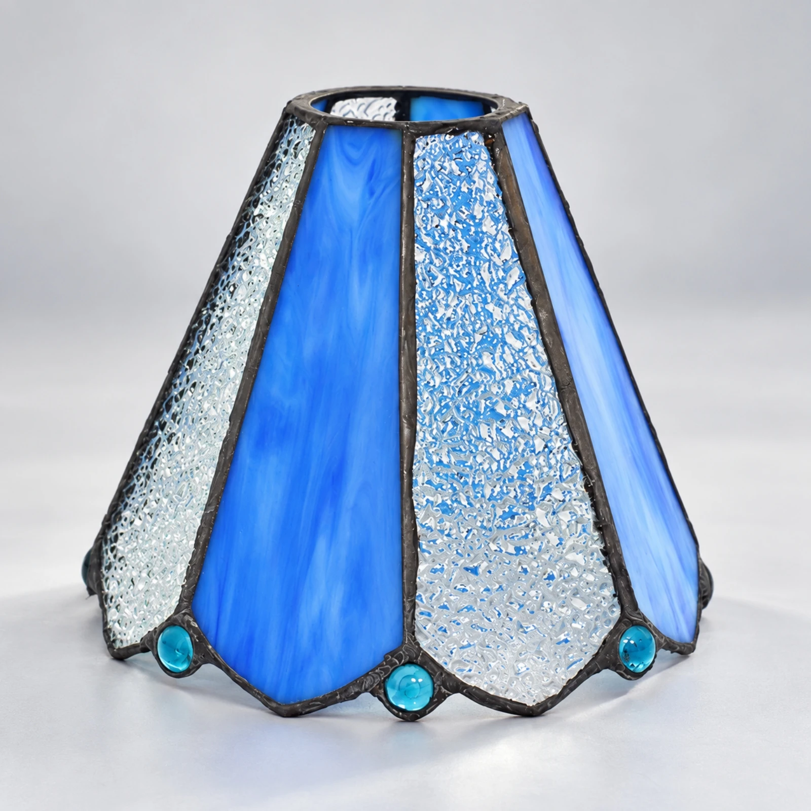 Tapered Glass Lamp Shade with Soldered Seams Handmade Faceted Stained-Glass Lampshade Tiffany-Style Warm Glow for Living Room