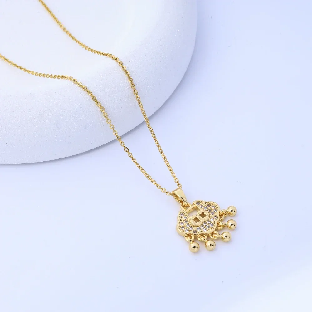 Jigan Ping An Lock Student Pendant Necklace, 18K Gold Jewelry Decoration, Fashion Clavicle Chain for Children, Auspicious Gift f