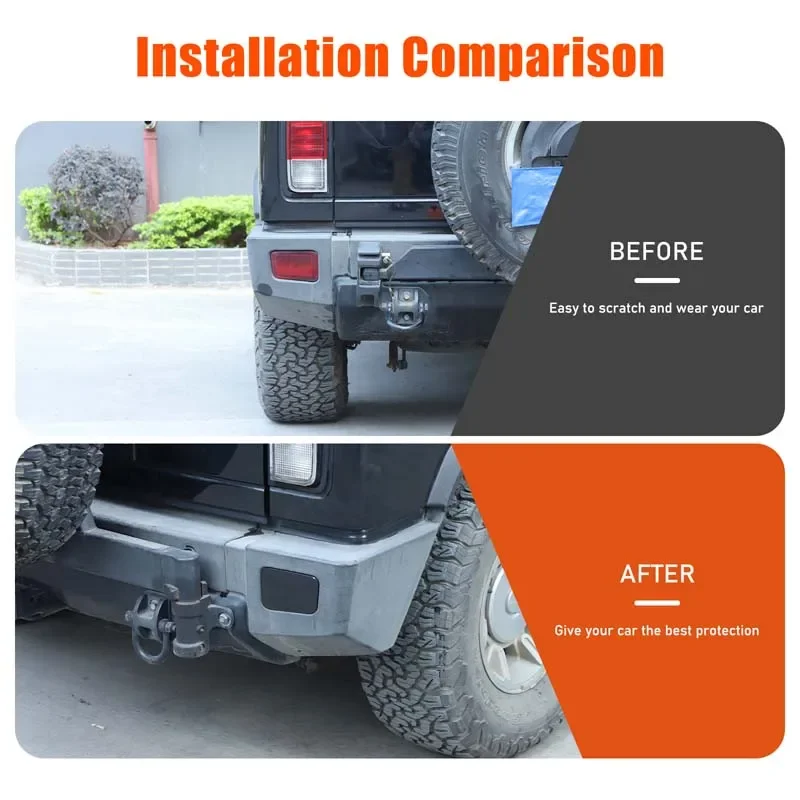 

For Hummer H2 2003-2009 ABS black car rear fog lamp decorative cover sticker car exterior protection accessories 2Pcs