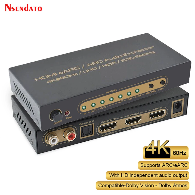 HDMI HDR Switch Extractor Audio HDMI 4K 60Hz eARC ARC HDMI 2.0 eARC ARC Switcher Extractor For Dolby atmos DTS AC3 LPCM EDID TV