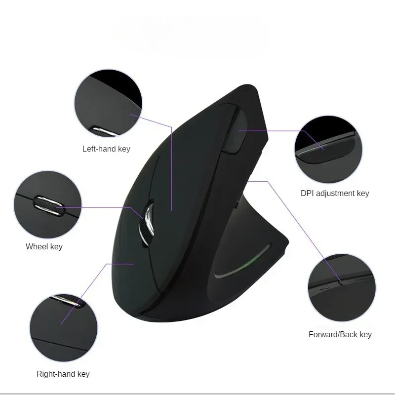 Left Hand Mouse Wireless Bluetooth Right Hand Fifth Generation Vertical Ergonomic Optical Charging Upright Mouse