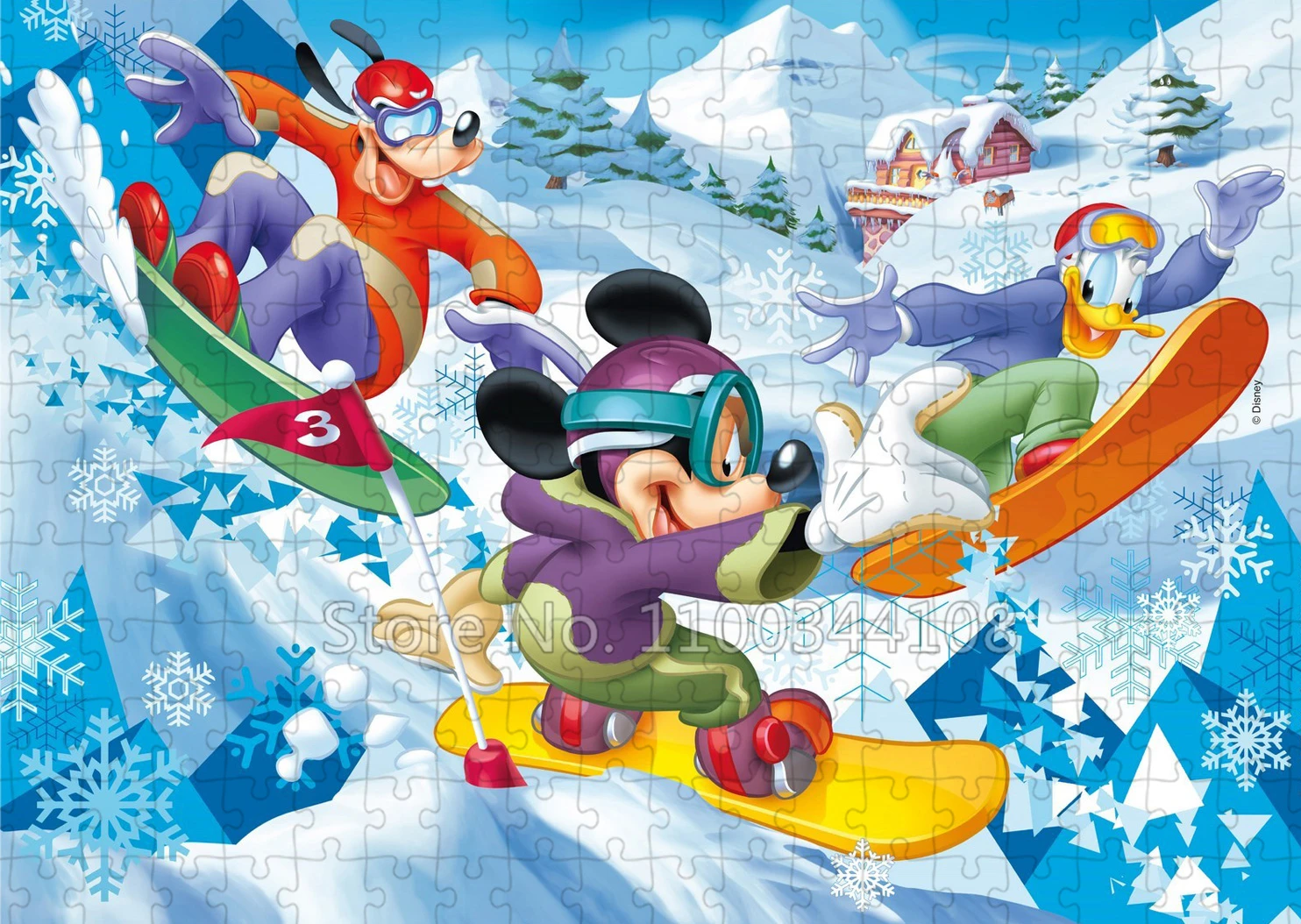 Disney Winter Mickey Mouse with Friends Puzzles for Children's Handmade Toys & Hobbies Cartoon Jigsaw Puzzles Christmas Present