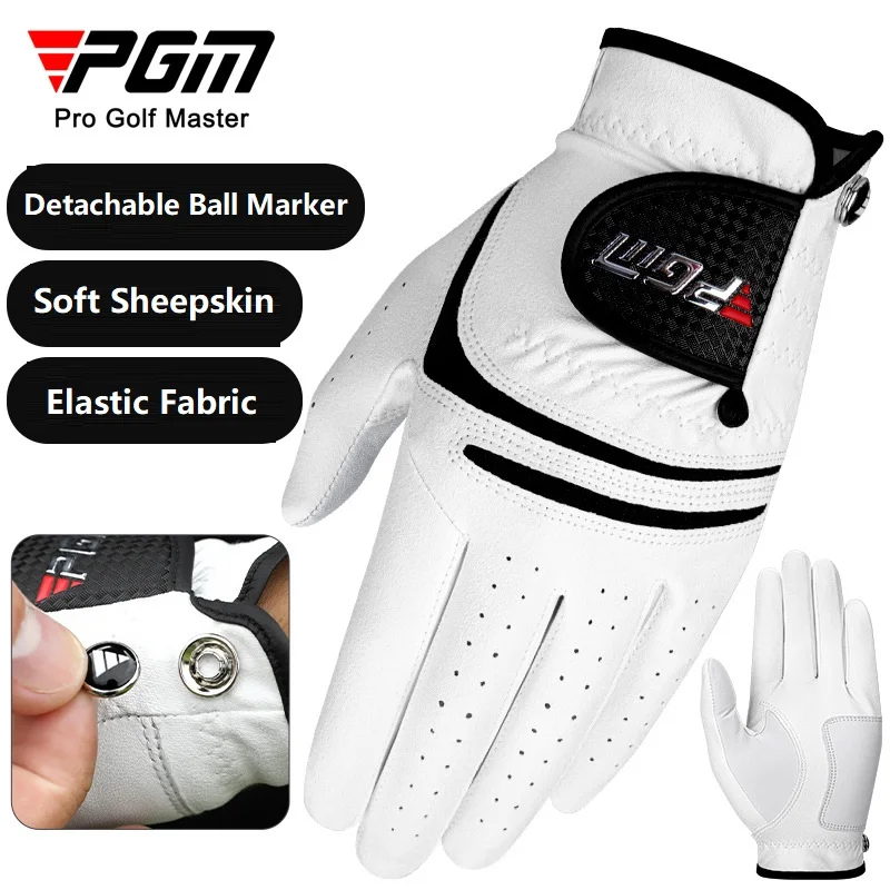 

PGM 1-комп. мужские перчатки для гольфа, дышащие спортивные перчатки из натуральной кожи, варежки для левой и правой руки, эластичные противоскользящие средства для гольфа с маркировкой