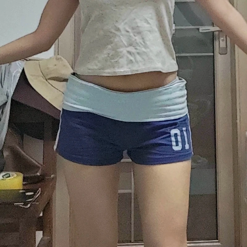 Micro pantaloncini sportivi da donna Yoga Pantaloncini da corsa estivi Hotsweet Girl Pantaloncini a vita bassa con stampa di numeri Fondo casual