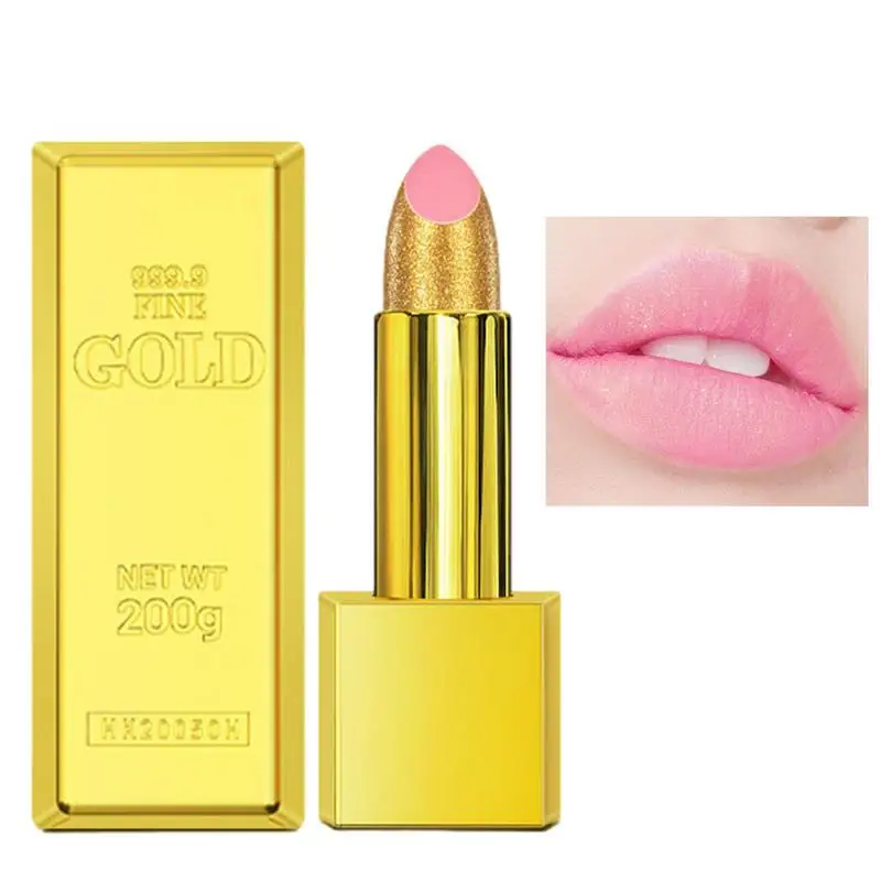 Brillo de labios dorado, barra dorada, brillo de labios mate de larga duración, bálsamo labial decorativo hidratante para la escuela, fiesta de boda, diario