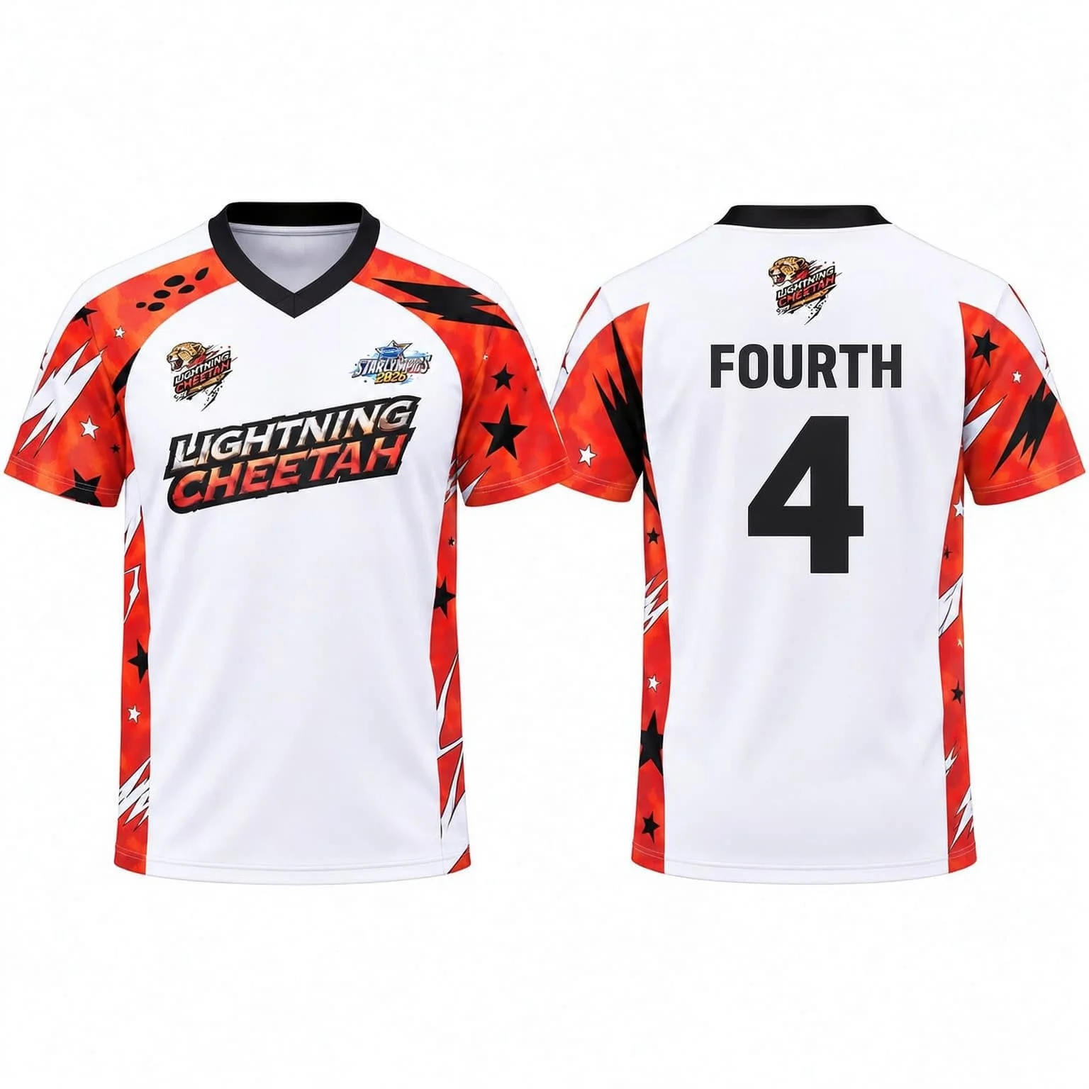 Gmmtv Starlympics 2026 Lightning Cheetah Trikot Thailand Fans Sport Unisex V-Ausschnitt T-Shirt Damen T-Shirt Herren T-Shirt Rotes Team-Trikot – Detail 6