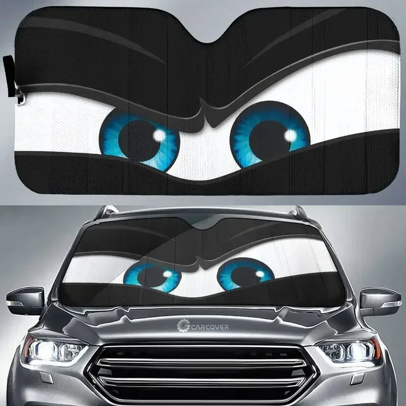 Car Front Windshield Sunshade White Angry Little Eyes Car Sunshade Front Windshield UV Sunlight Protection