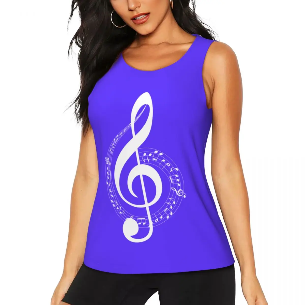 Custom Women's Music Note Workout Yoga Shirt Quick Dry Athletic Running Tank Tops