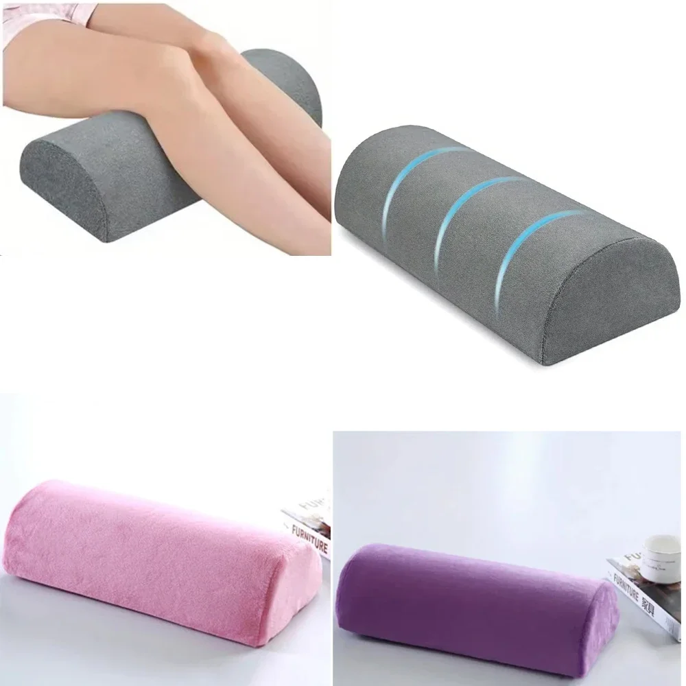 Coussin de soutien confortable en forme de demi-lune pour les jambes, le dos et la tête, en mousse à mémoire de forme avec housse en coton, coussin lombaire pour oreiller semi-roulé