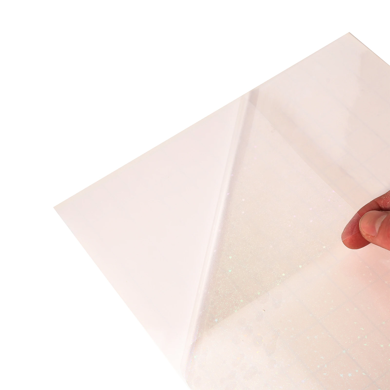 50 hojas-pegatina holográfica de estrella de arena de 2,9x4,1 pulgadas, película laminada en frío superpuesta de papel, hoja de vinilo autoadhesiva