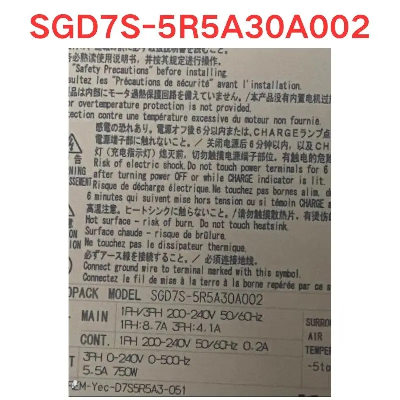 Used OEM disassembled parts SGD7S-5R5A30A002 Servo driver Functional test OK