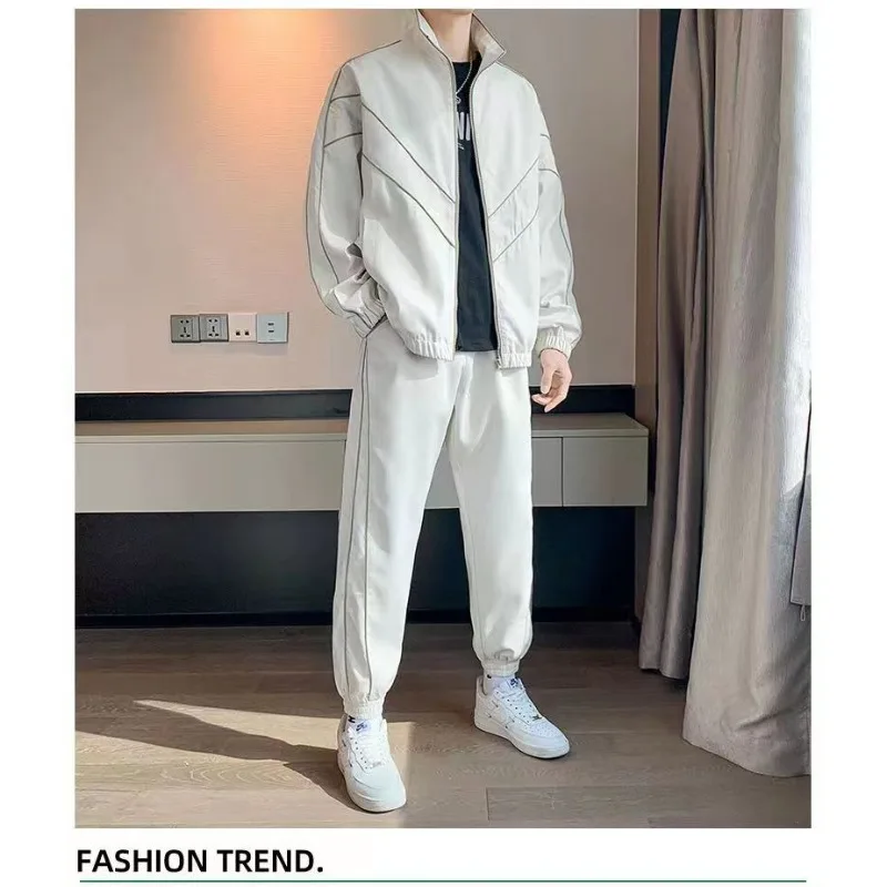 Spring Autumn Casual Sports Suit for Male Teenagers Korean Style Handsome Trendy Student Loose Jacket
