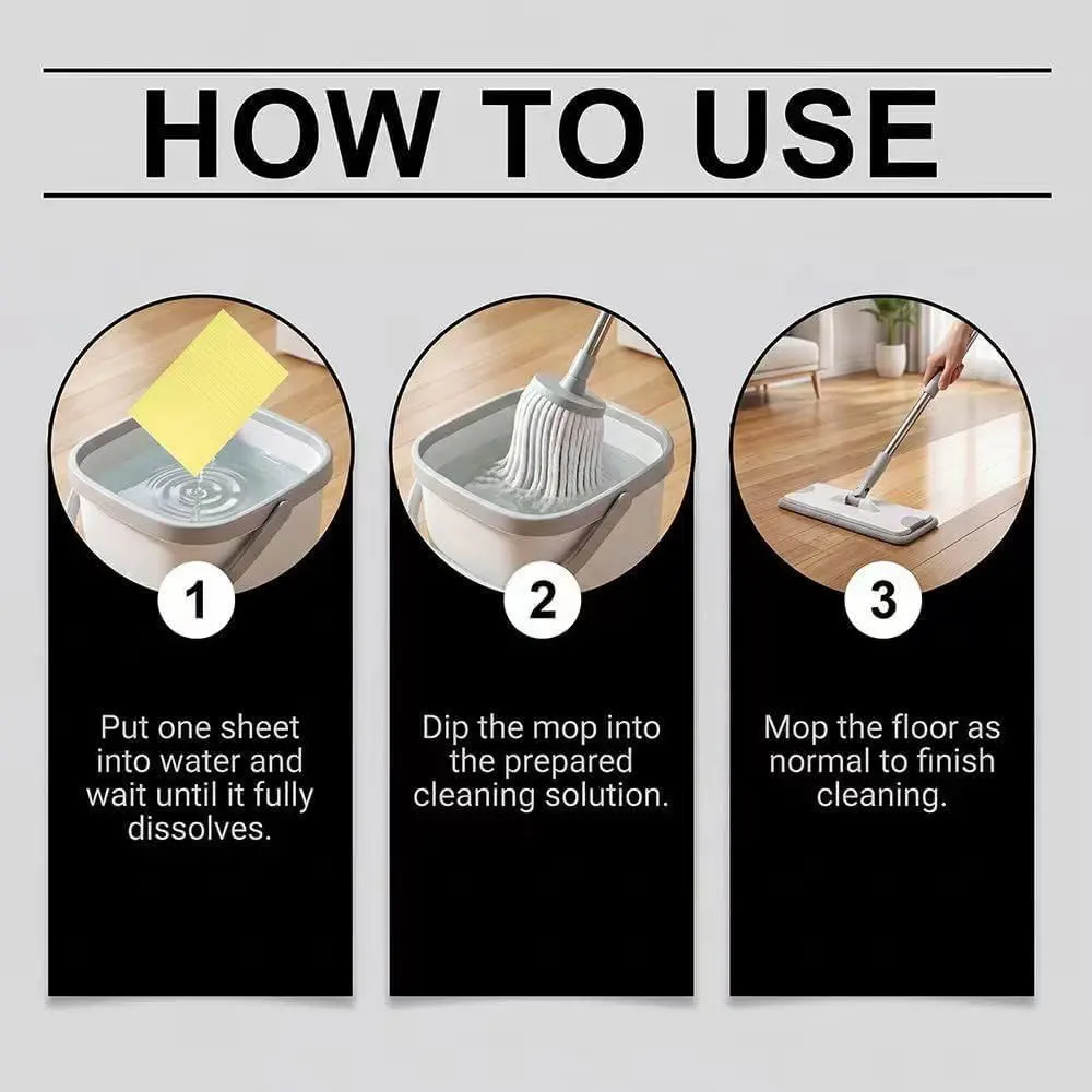 30/60/100pcs Multi-Effect Floor Cleaning Tablets Fragrance retention Cleaning and mopping Dissolvable Cleaning Sheets