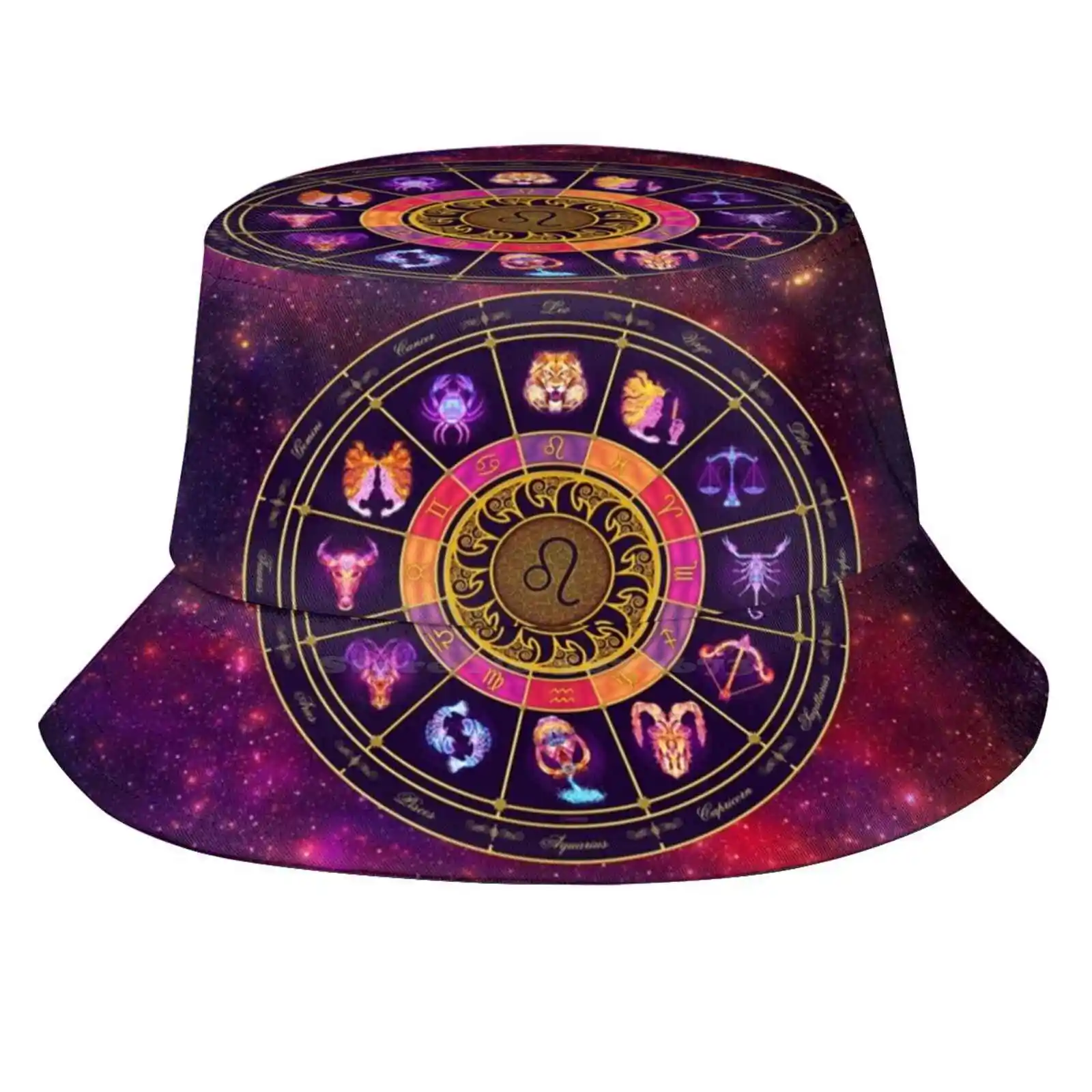 Leo Zodiac Lightburst - Circle Sun Cap Fisherman Hat Bucket Hats Ifourdezign I4Dezign Zodiac Lightburst Leo The Lion July