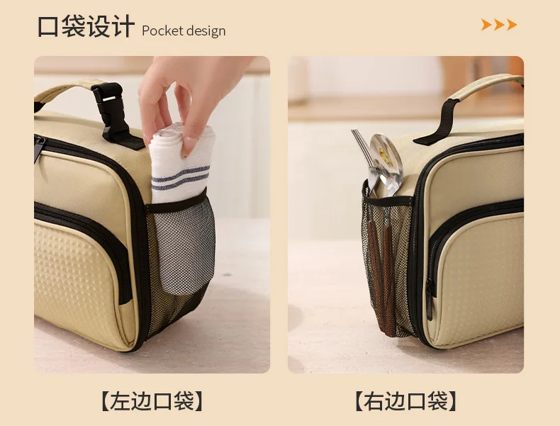 Isolierte Lunchtasche, Isolierung, Bento-Pack, Aluminiumfolie, Reistasche, Essensbeutel, Eisbeutel, Studenten-Bento-Lunch-Handtasche, Isolierung – Detail 5