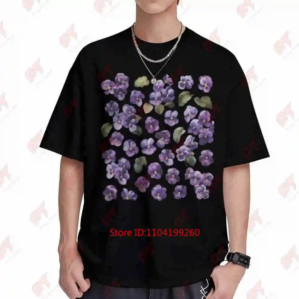 Violet Viola February Birth Flower Short Sleeve Tee 100% Cotton T-Shirt