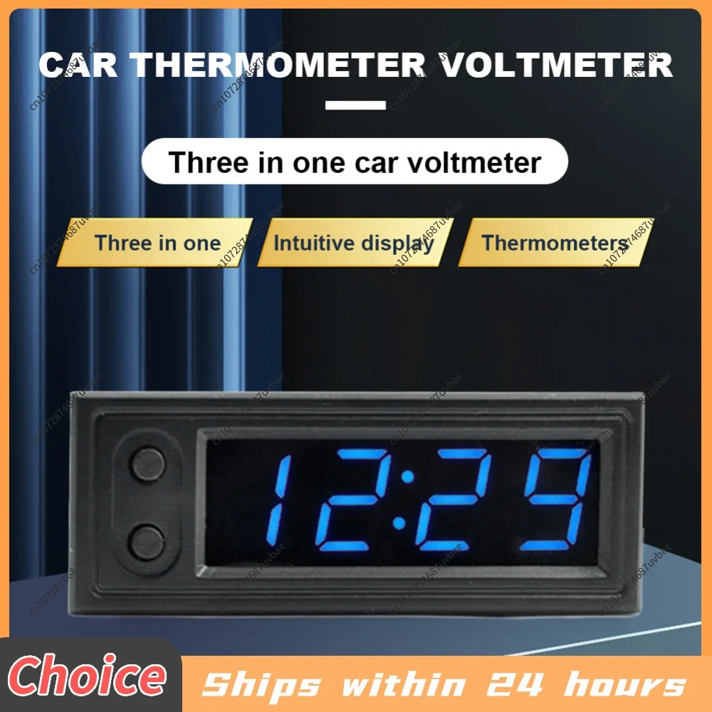 3 in 1 Car Temperature Clock LED Display Temperature Voltage Detector Luminous Electric Voltage Meter 12V Automobile Accessories