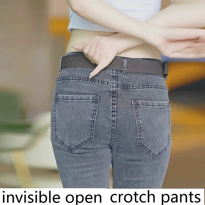 

Invisible Crotch Pants Jeans Men's 2025 Autumn and Winter New Straight Pants Are Piled and Thickened, Convenient in The Wild