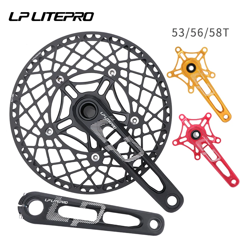 

LP Litepro Aluminum Alloy Folding Bicycle Crank 170MM CNC Hollow 53T 56T 58T Single Chainring 130BCD Bike Chainwheel Crankset