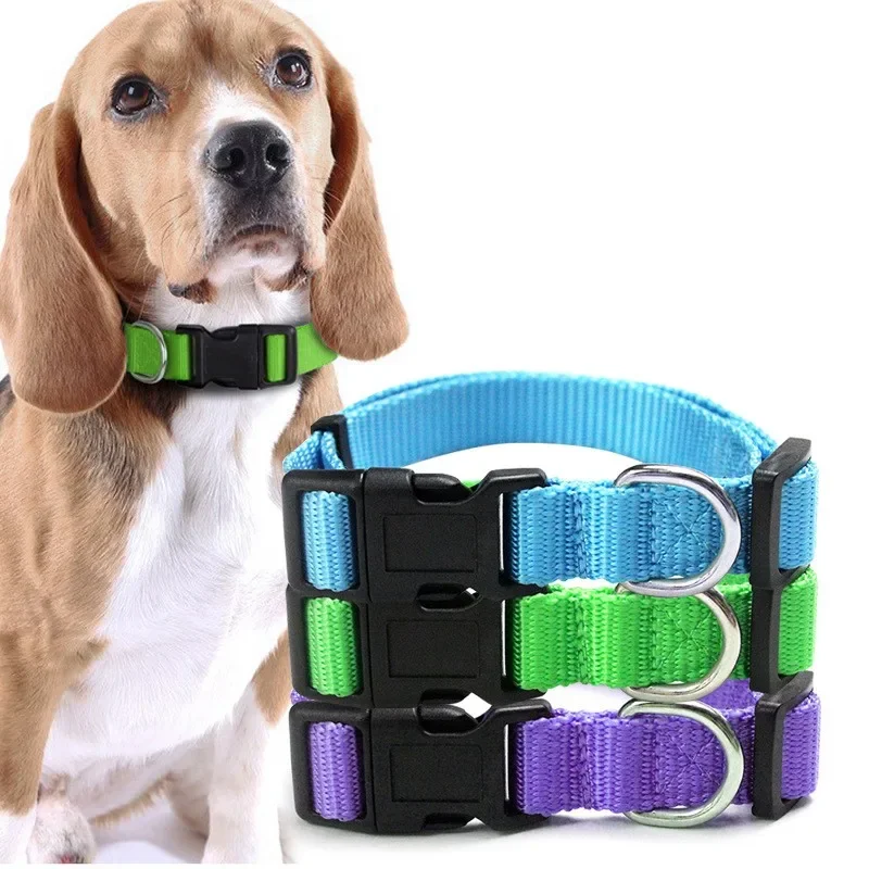 

Dog Collar Adjustable Dogs Collar Solid Color Nylon Collars for Dog Walking Pet Chain Puppy Training Dogs Chain Pet Accessories