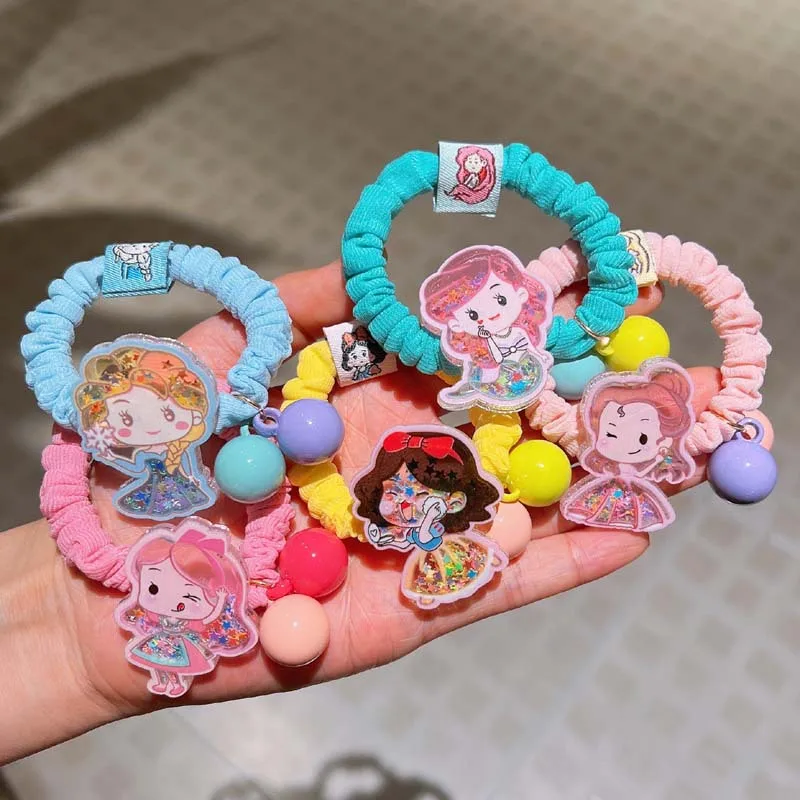 Disney Anime Frozen Elsa Hairrope Kawaii Snow White Cinderella Hair Accessories Cartoon Children Girl Hair Rope Kids Gifts