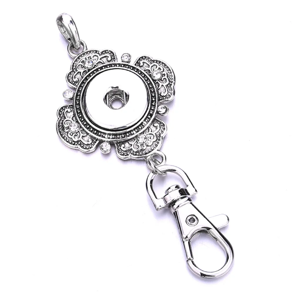 20pcs Lobster Clasp Zircon Pave Alloy Metal Key Chains Jewelry 18mm Snap Button Key Ring Keyring