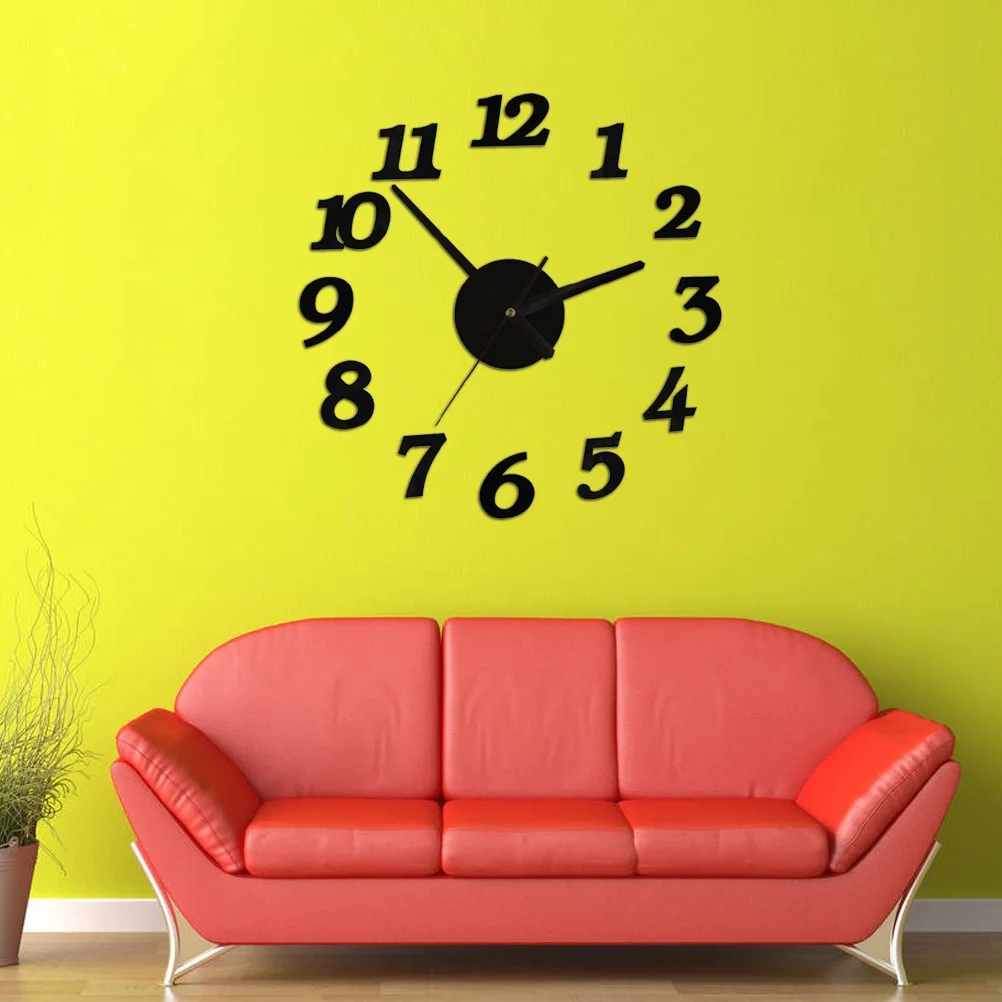 

Creative Frameless Wall Clock Decorative Silent Clock For Living Room Bedroom Black Water Resistant Easy Size Adjustment
