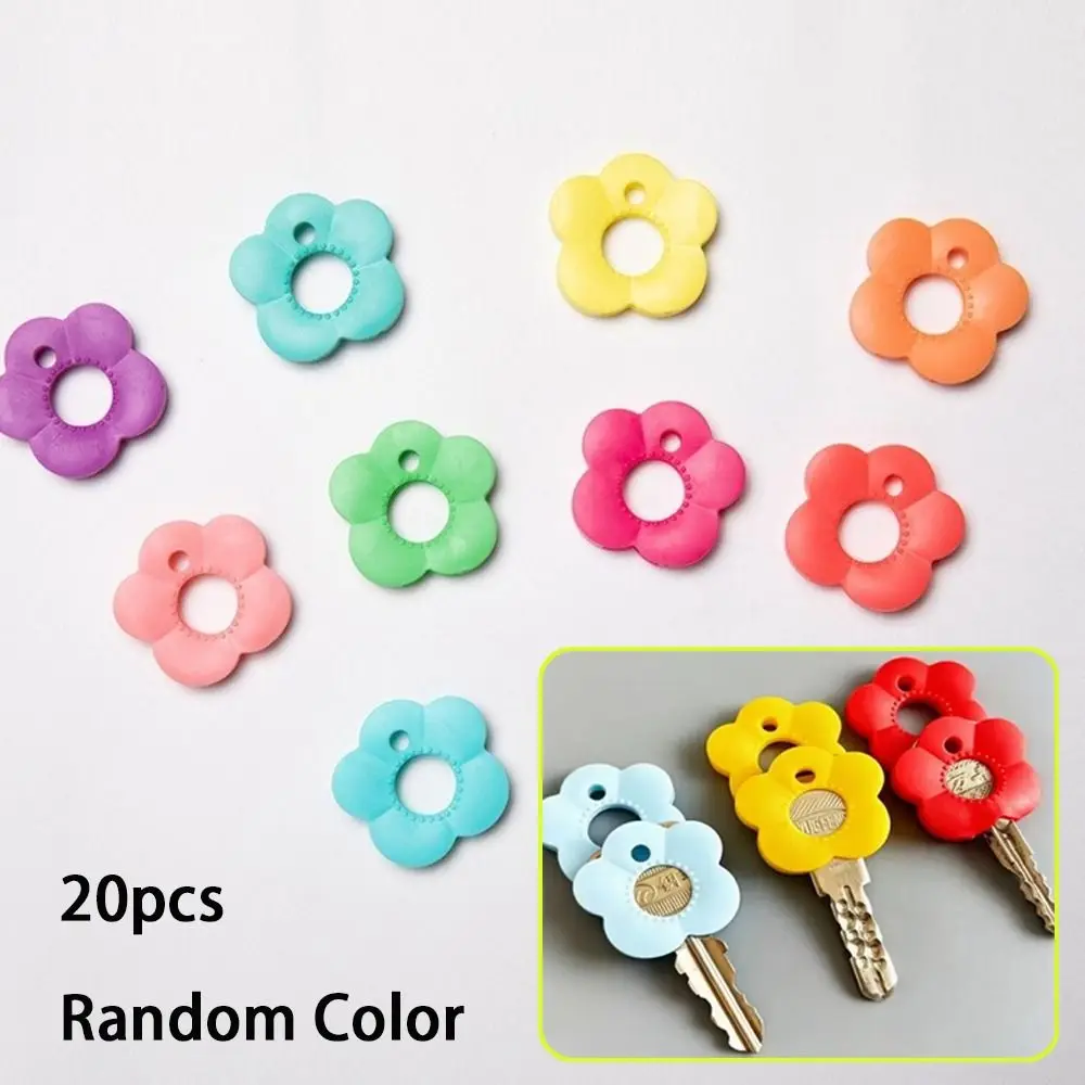 Flower Shape Silicone Key Sleeve Key Distinguish with Label Key Cap Cover Color Classification DIY Multi-color Key Sleeve Key