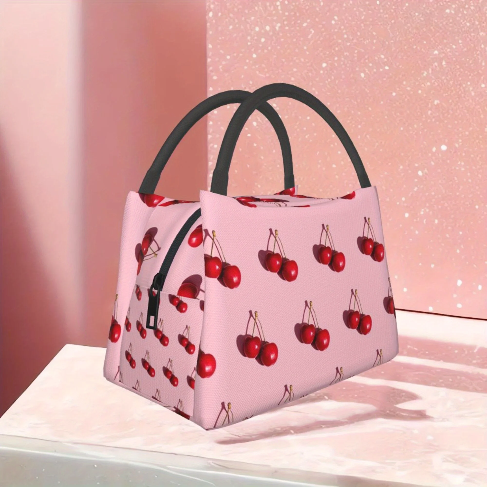 عيد الميلاد سعيد الكرز نمط، حقيبة تبريد محمولة قابلة لإعادة الاستخدام حقيبة تبريد، حقيبة غداء معزولة للتخييم نزهة الشاطئ أساسيات