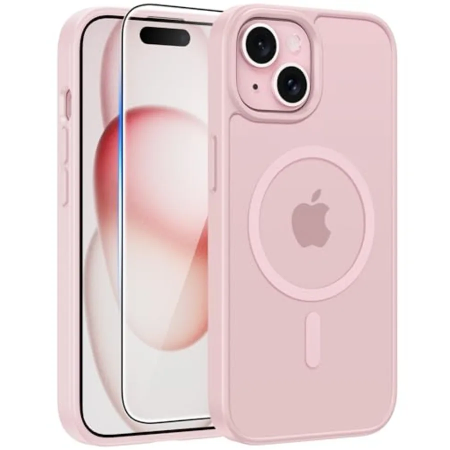 

for iPhone 15 Case: for iPhone 14 Case iPhone 13 Case [Compatible with Magsafe] Translucent Matte Cases with [Screen Protector]